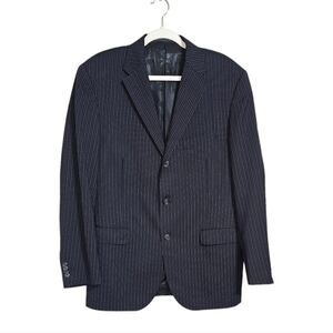 Corneliani CC Collection 120's Black Pinstripe Wool luxury Work Blazer EU52 US42